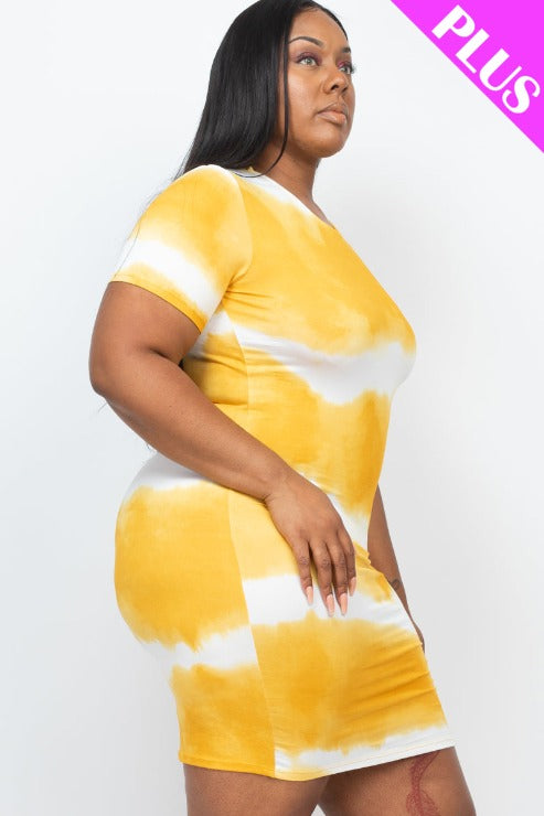 Plus Size Tie-dye Print Bodycon Dress (CAPELLA)-1