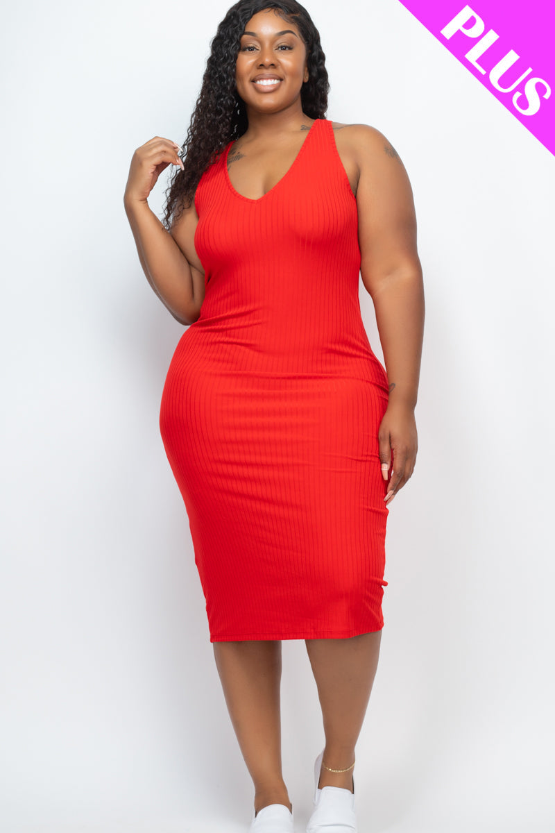 Plus Size Ribbed Sleeveless Bodycon Dress (CAPELLA)-9