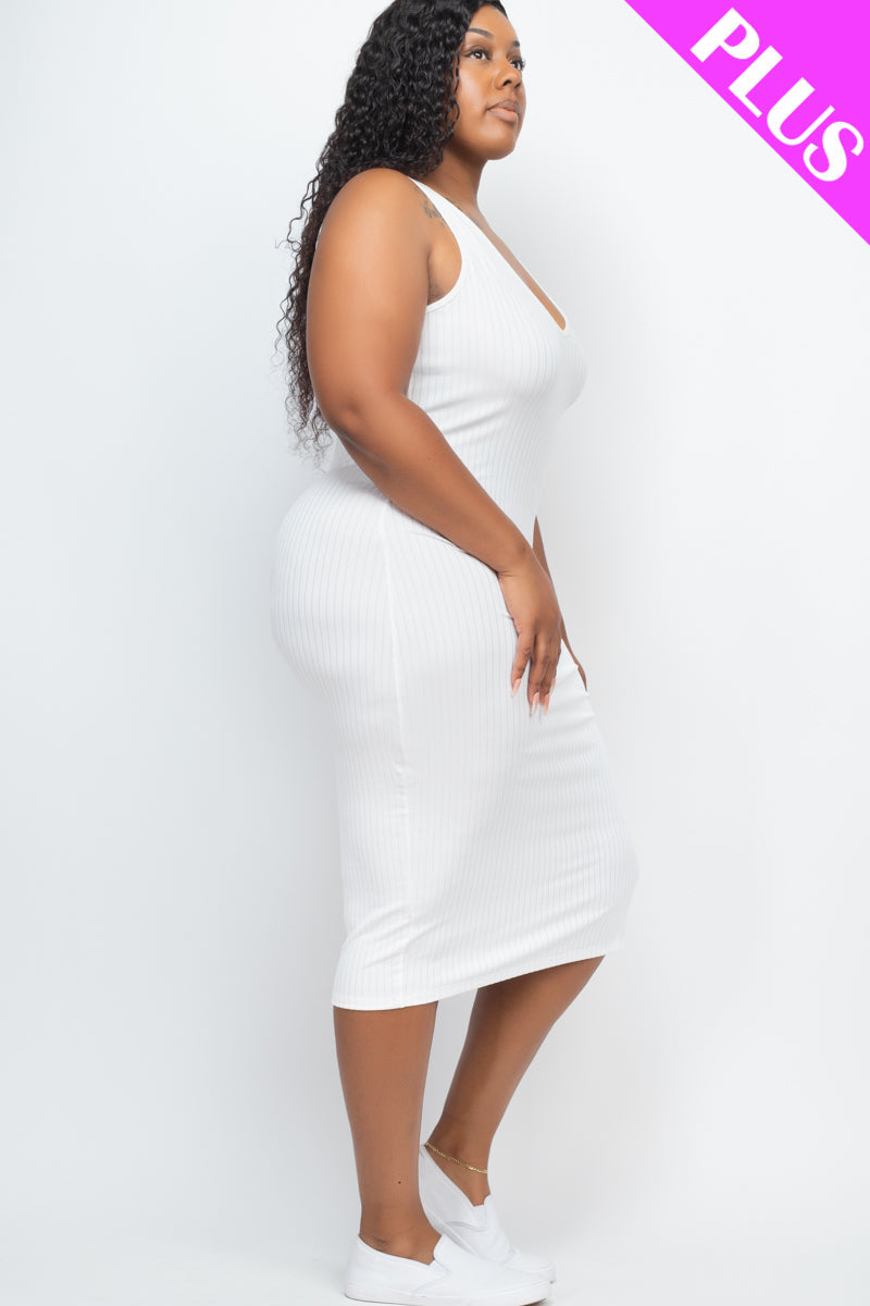Plus Size Ribbed Sleeveless Bodycon Dress (CAPELLA)-1