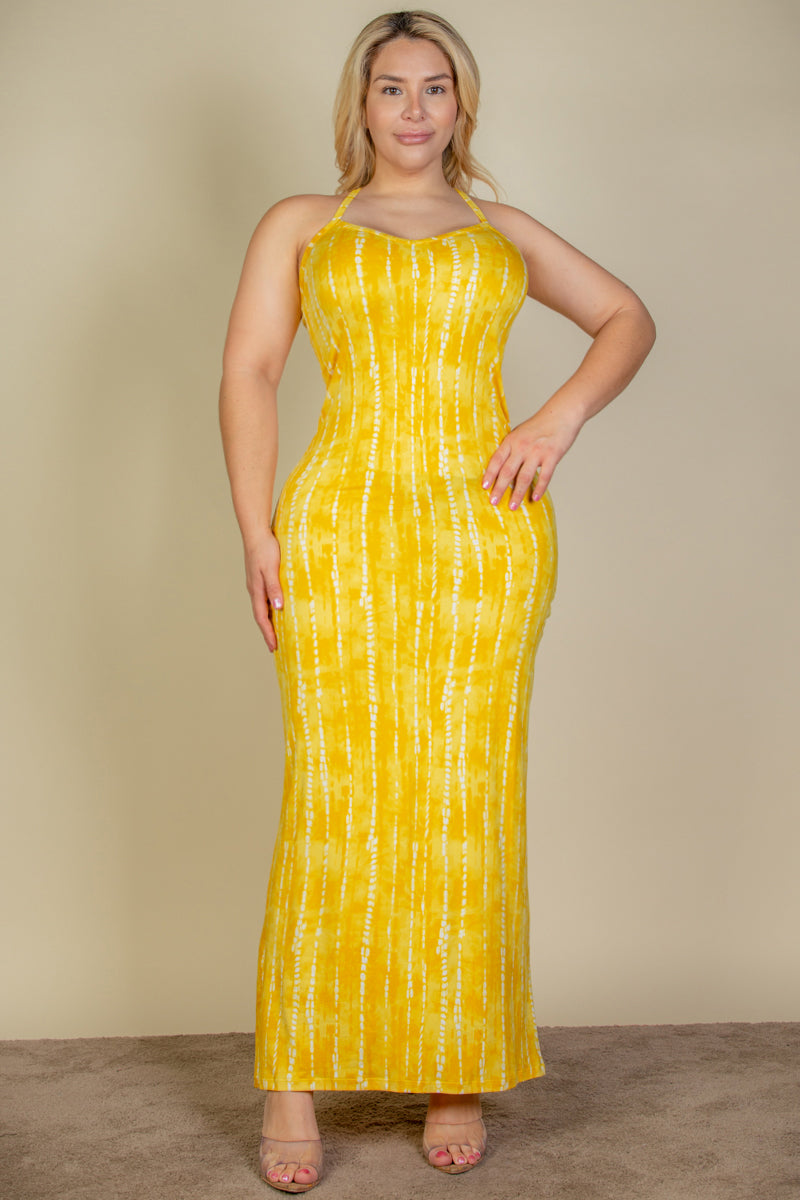 Plus Size Tie Dye Printed Cami Bodycon Maxi Dress (CAPELLA)-1