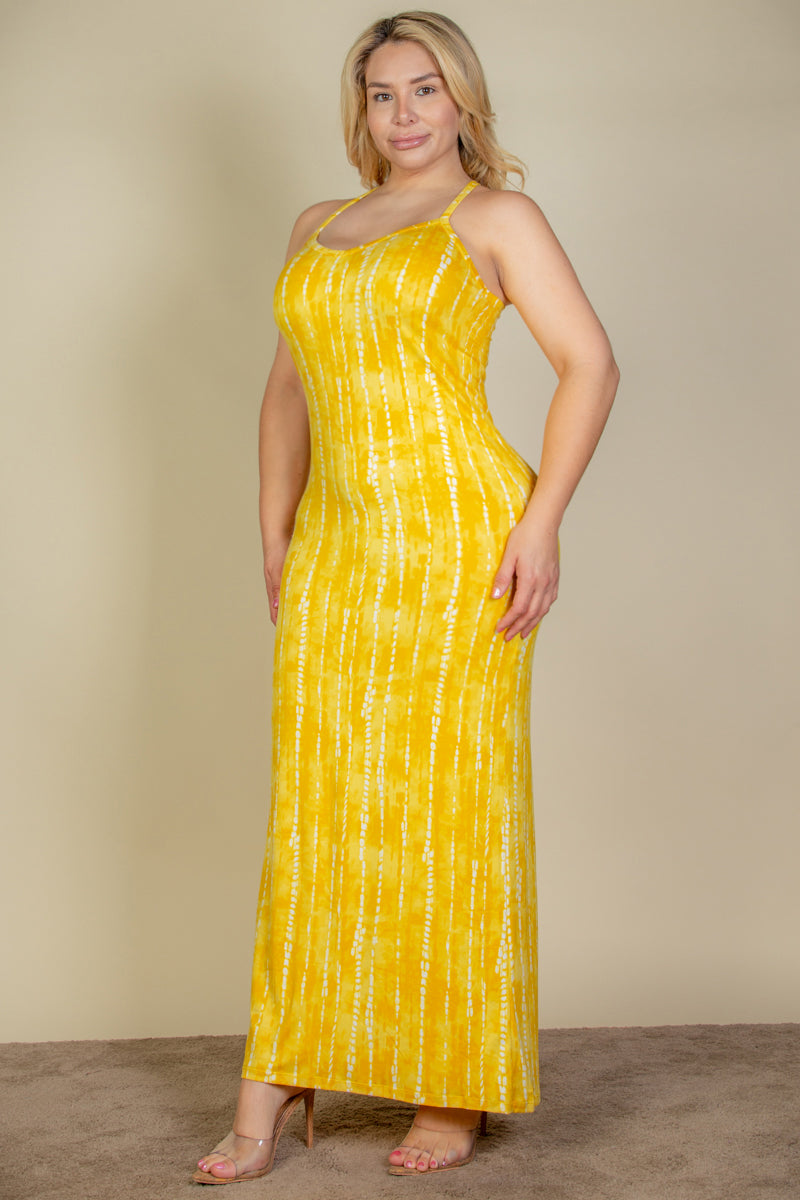 Plus Size Tie Dye Printed Cami Bodycon Maxi Dress (CAPELLA)-2