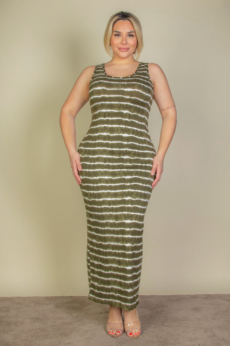 Plus Size Tie Dye Printed Tank Bodycon Maxi Dress (CAPELLA)-6
