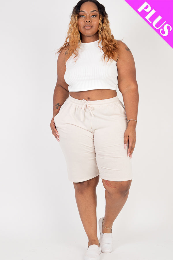 Plus Size French Terry Bermuda Shorts (CAPELLA)-5