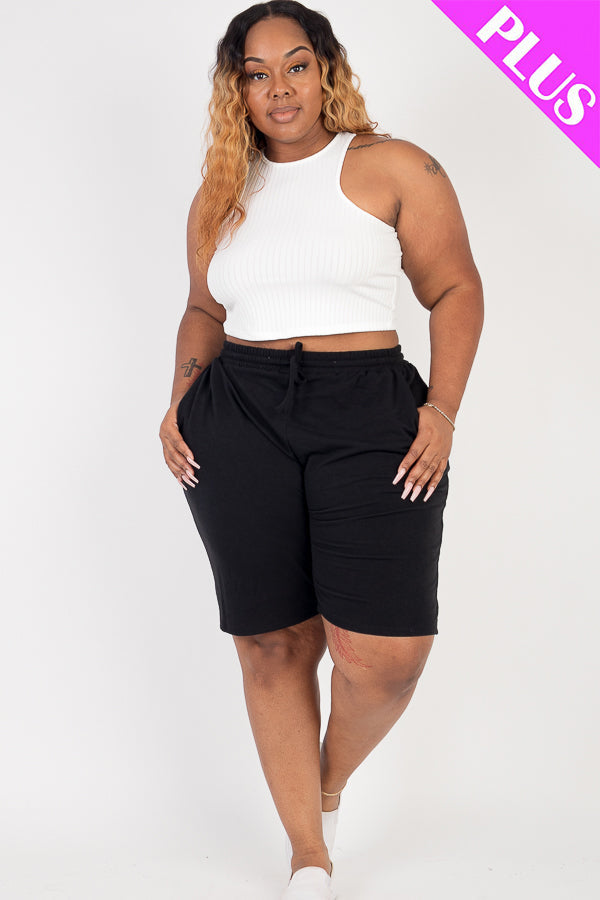 Plus Size French Terry Bermuda Shorts (CAPELLA)-6