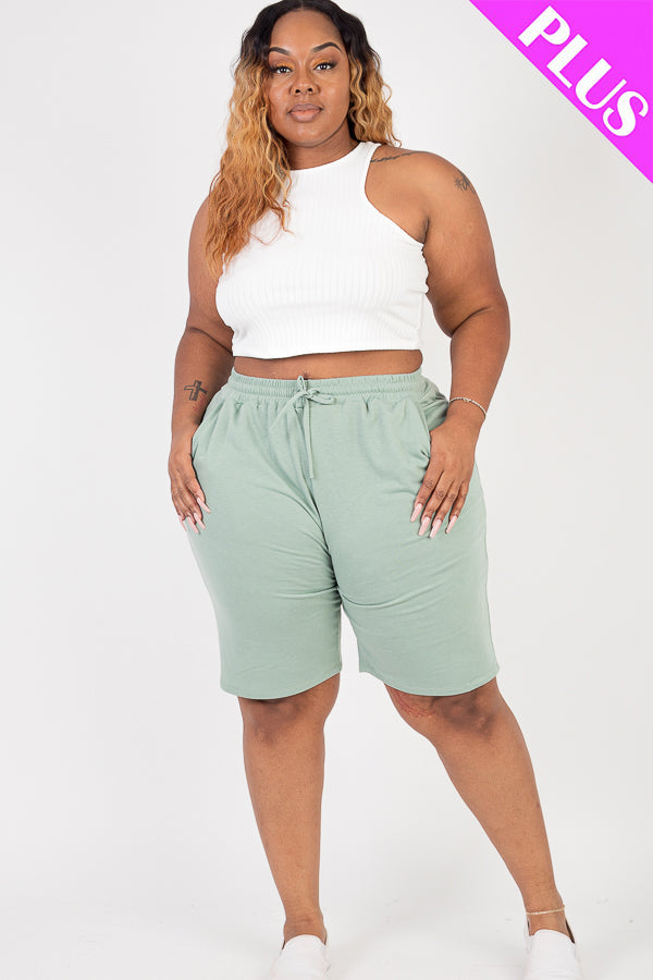 Plus Size French Terry Bermuda Shorts (CAPELLA)-8