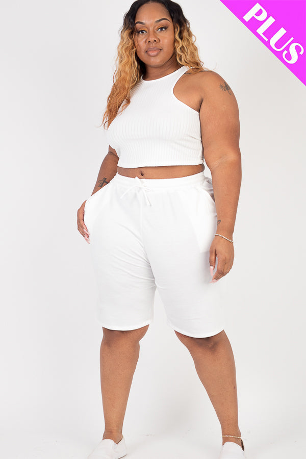 Plus Size French Terry Bermuda Shorts (CAPELLA)-9