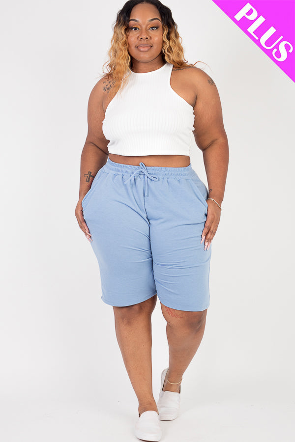 Plus Size French Terry Bermuda Shorts (CAPELLA)-7