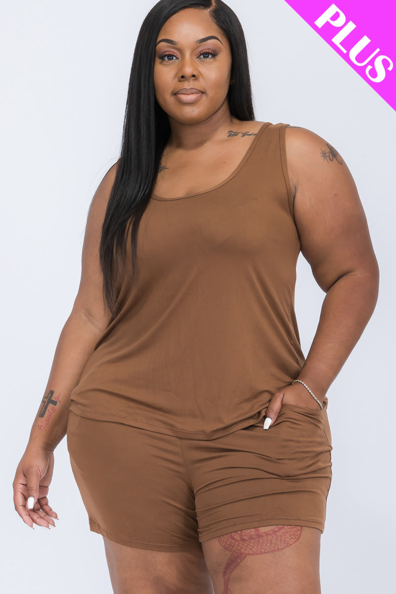 Plus Comfy Tank Top & Shorts Set (CAPELLA)-7
