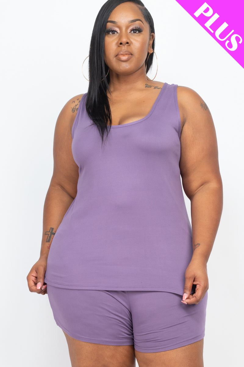 Plus Comfy Tank Top & Shorts Set (CAPELLA)-8