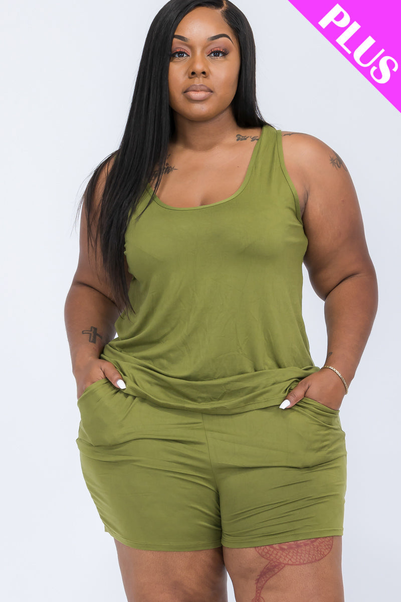 Plus Comfy Tank Top & Shorts Set (CAPELLA)-12