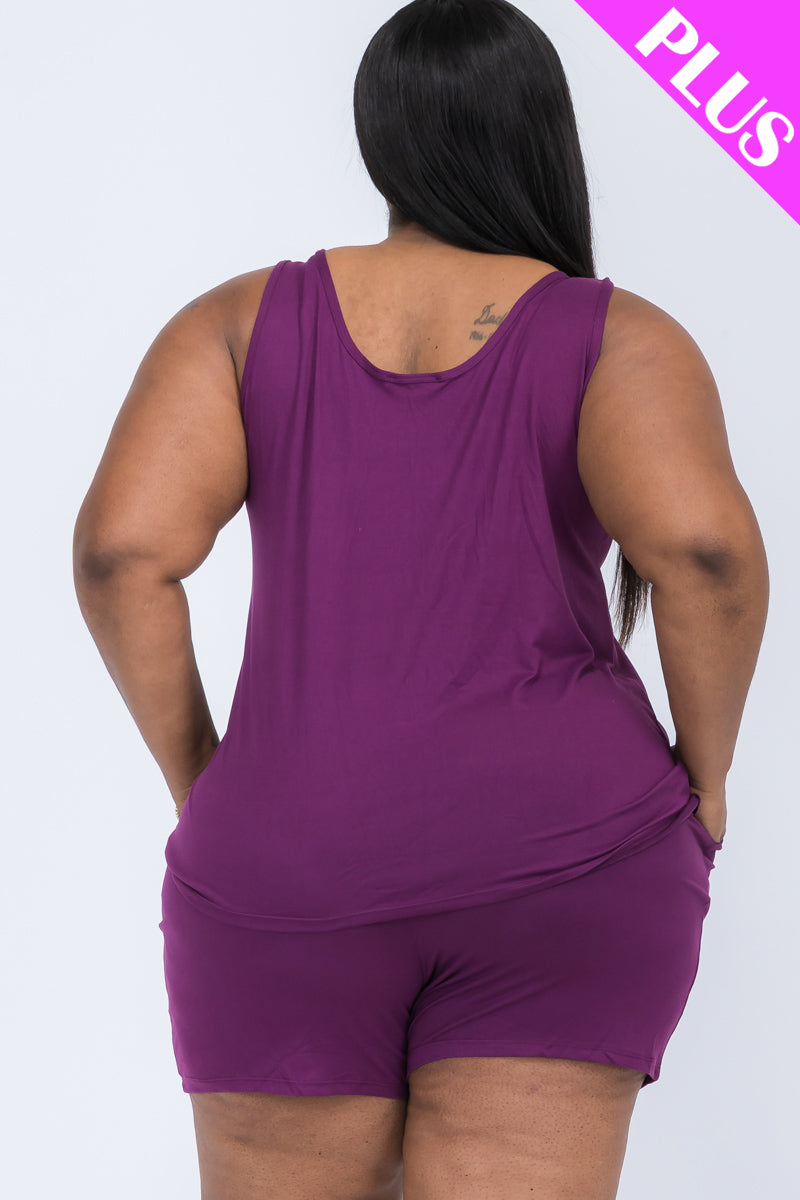 Plus Comfy Tank Top & Shorts Set (CAPELLA)-2