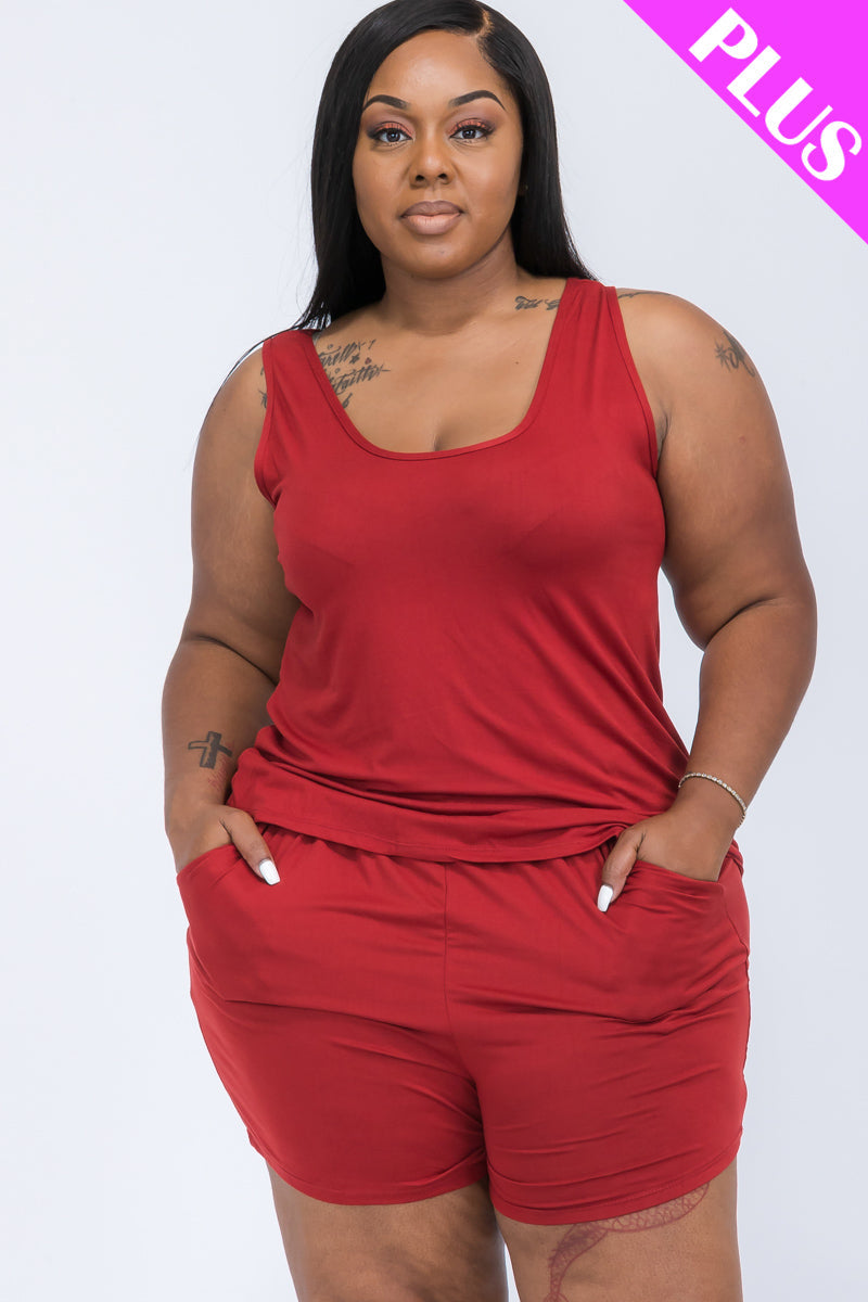 Plus Comfy Tank Top & Shorts Set (CAPELLA)-15