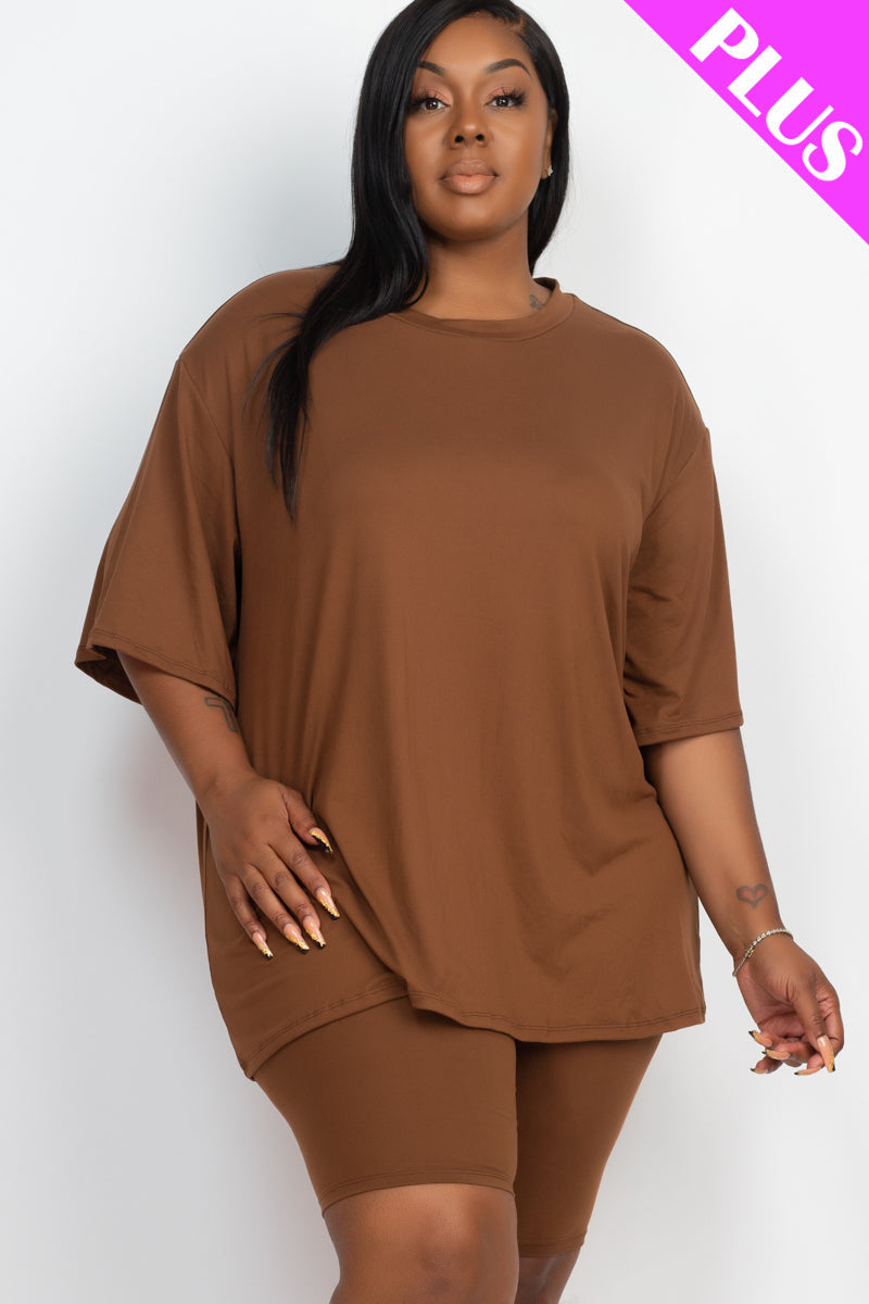 Plus Size Loose Fit Top&Biker Shorts Set (CAPELLA)-6