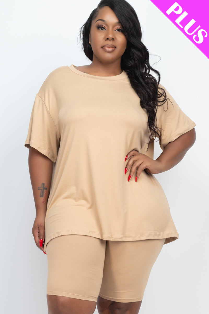 Plus Size Loose Fit Top&Biker Shorts Set (CAPELLA)-7