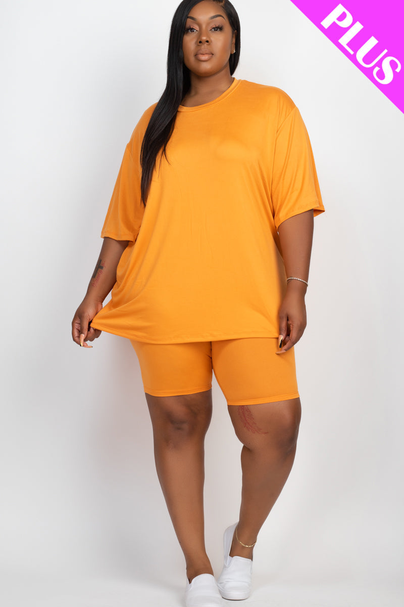 Plus Size Loose Fit Top&Biker Shorts Set (CAPELLA)-4