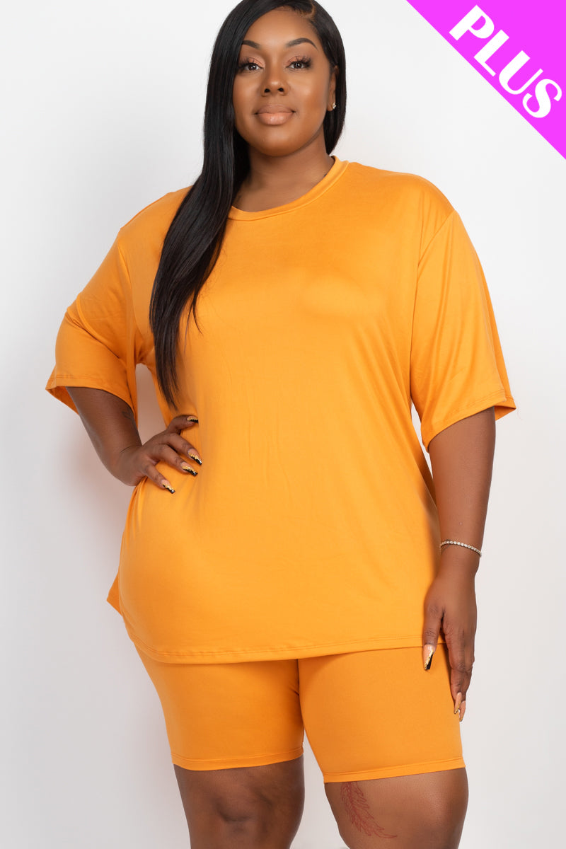 Plus Size Loose Fit Top&Biker Shorts Set (CAPELLA)-0