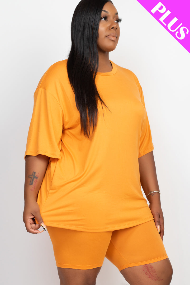 Plus Size Loose Fit Top&Biker Shorts Set (CAPELLA)-1