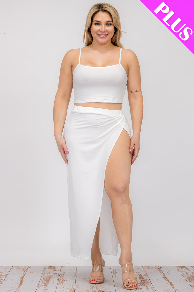 Plus Size Crop Cami & Split Thigh Maxi Skirt Set (CAPELLA)-9