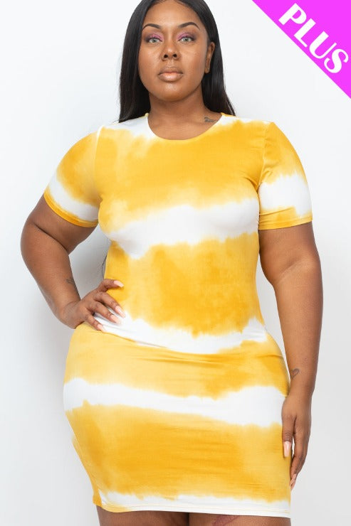 Plus Size Tie-dye Print Bodycon Dress (CAPELLA)-0