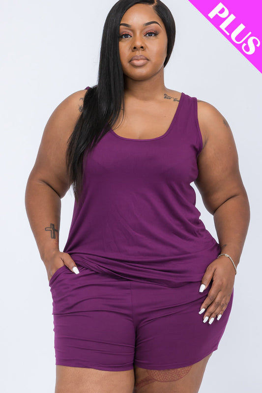 Plus Comfy Tank Top & Shorts Set (CAPELLA)-0